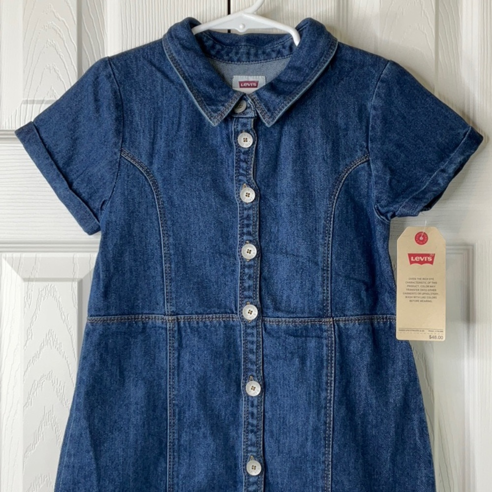 Levi’s Girls Short Sleeve Button Up Denim Dress Size L(6X) - Picture 3 of 9